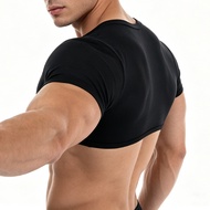 Men Sexy Short Sleeve Crop Top "Yes Daddy?" Print Stretchy Club Party Nightwear