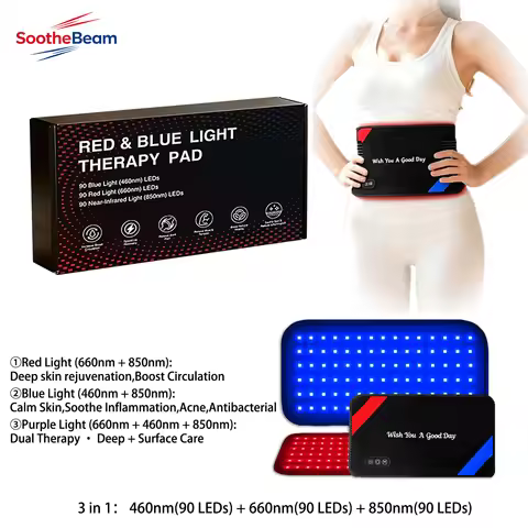 90 LEDs Blue Infrared Red Light Therapy Belt 460nm 660nm 850nm For Skin Care Relieve Waist Back Shou