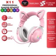 ONIKUMA X11 Headphone Cat Headphone Gaming Headset Lighthing Effect Earphone Gaming Headphone With M