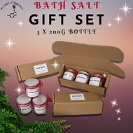 Gift set 3x200g Bath Salt for Body / Foot Soak / Scrub/ Rendam Kaki | Himalayan Pink Salt | Epsom Salt | Essential Oil