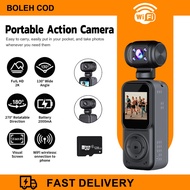 Sports Camera 2K WiFi Pocket Action Camera 180°Rotating Lens，Vlogging & Motorcycle Recording Gopro C