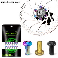 RISK 12pcs/bag MTB Bicycle TC4 Titanium M5X10mm Disc Brake Rotor Fixing Bolts Screws T25 Torx Round Head