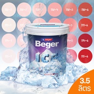 Beger ICE สีชมพู ฟิล์มกึ่งเงา และ ฟิล์มด้าน 3.5 ลิตร สีทาภายนอกและภายใน สีทาบ้านแบบเย็น เช็ดล้างทำคว