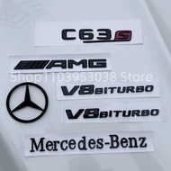 3D ABS Glossy Black Logo For Mercedes Benz C63 AMG C205 C63S Emblem Letters V8 BITURBO Badge Rear St