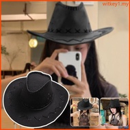 WIT Women Hat Brimmed Hat Western Cowgirl Hat Scarf Headwear Set Adult Female Cosplay Costume Kerchi