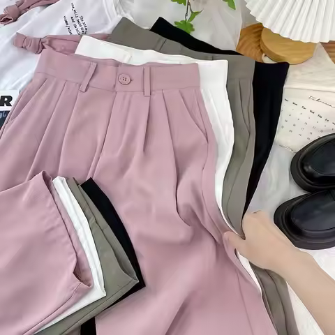 Women's Tailoring Pants High Waisted Wide-leg Loose Women's Suit Pants New Straight Cylinder Tempera