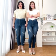 Celana Highwaist Wanita Jeans 7/9 Skinny Sobek Tidak Tembus Stretch Premium Bellzshop 551