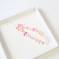 Block Beaded Flower Phone Chain Women Small Fresh Phone Case Lanyard Sweet Style Phone Chain