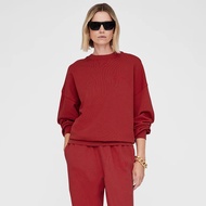 TKO9 Anine Bing 25 Early Spring Classic Letter Embroidery Repair Fleece Wash Water Red Ladies Round 