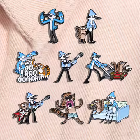 Cartoon Anime Birdmen and Brown Raccoon Enamel Pins Funny TV Series Brooch Lapel Badge Decorative Je