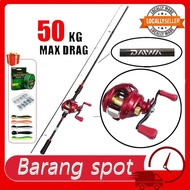 Casting Set Joran Pancing Set Rod Casting Mesin Casting Reel Fishing Combo Set 50kg Max Drag casting