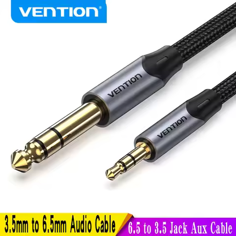 Vention 3.5mm to 6.35mm Adapter Aux Cable for Mixer Amplifier Gold Plated 3.5 Jack to 6.5 Jack 0.5m 