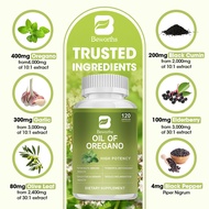 BEWORTHS Oil of Oregano Capsules 400mg with Garlic Olive Leaf Extract Black Seed Oil for Powerful An