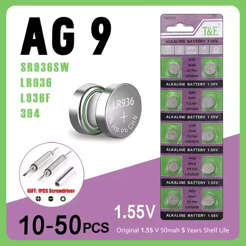 10PCS-50PCS 1.55V AG9 LR936 394 SR936SW CX194 LR45 Button Batteries G9A 194 394A SR936 L936F Cell Co