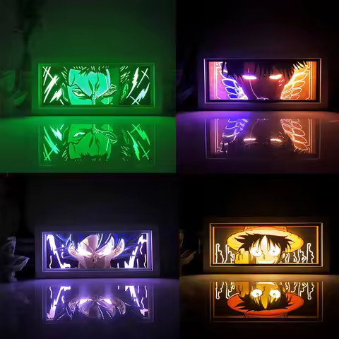 One Piece Animation 3D Integrated Paper Cuttings Shadow Light Box Cartoon Laser Paper Carving Lamp L