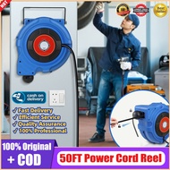 สายต่อขยายหดได้รอกสายไฟ50FT14AWG15Aติดตั้งแบบหมุนได้180 °เต้ารับสามตัวจุกปรับได้