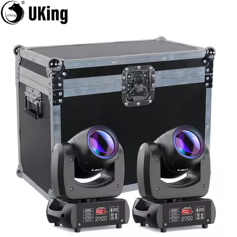 U'King 2Pcs 100W LED Beam Gobo Moving Head Light With Airline Case 18Prism Stage Light&Flightcase Se