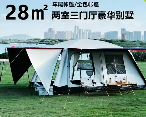 Luxury vinyl tent camping tent 8-10 person tent outdoor camping two bedroom one living room tent