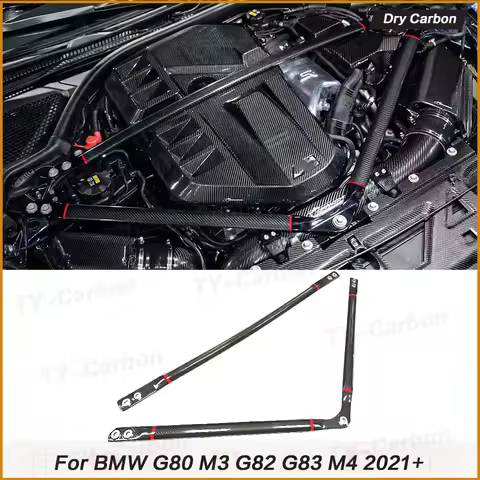 Dry Carbon Fiber Engine Bonnet Hood Engine Strut Brace Tower Bar For 21-2024 BMW G80 G81 M3 G82 G83 