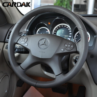 Hand-ed Black Leather Steering Wheel Cover for Mercedes Benz W204 C-Class 2007-2010 C300 C280 C260 C