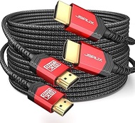 JSAUX 8K HDMI Cable 2.1 15FT 2-Pack 48Gbps 8K &amp; 4K Ultra High Speed Cord (8K@60Hz 7680x4320, 4K@120Hz) eARC HDR10 HDCP 2.2 &amp; 2.3 3D, Compatible for PS5/PS4/X-Box/Roku TV/HDTV/Blu-ray/LG/Samsung QLED