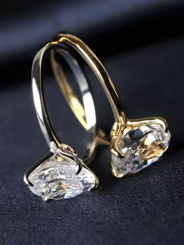 Potiy Vintage 4ct 5A Oval Shape Cubic Zirconia Solitaire Engagement Ring 925 Sterling Silver 14K Whi