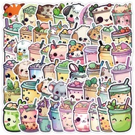 50 Sheets Cute Boba Milk Tea Graffiti Stickers Water Cup Computer Waterproof Decorative Stickers Foo