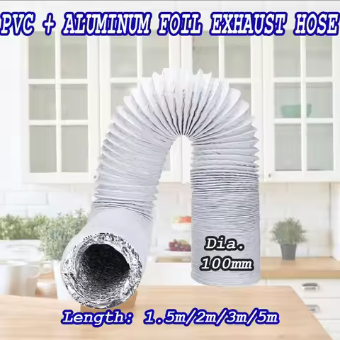 100mm/10cm Ventilation Duct Vent Hose 1.5m 2m 3m 5m Meter Exhaust Pipe Flexible Air Conditioner Outl