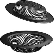 2 Pcs Black Stainless Steel Mesh Sink Drain Strainer, 4.5" Top / 3" Kitchen Filter Trap Basket, Large Food Catch for Bathroom Bathtub Wash Basin Floor Drain Balcony RV Drain Hole Electroplated Coatin