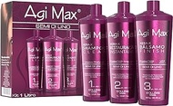 Agi Max Brazilian Keratin Hair Treatment Kit 1 liter - 3 Steps (3 x 1000ml) - The Best Straightening!