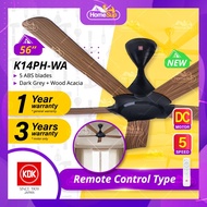 KDK K14PH-WA Ceiling Fan - 56 Inch DC motor Remote Control - Dark Grey & Wood Acacia Ryou Series K14