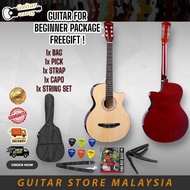 Acoustic Guitar 38 inch Package (COMBO Set/ Gitar Akustik/ Standard Acoustic/ Starter Pack/ Gitar Kapok)