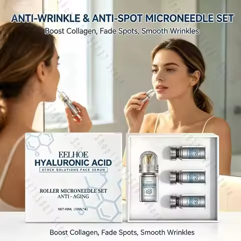 HF703 Hyaluronic Acid Microneedle Serum Anti-Wrinkle Anti-Aging Roller Set Skin Firming&Spot Fading 
