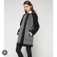 法國火紅品牌 ISABEL MARANT ETOILE 深灰拼色 厚磅廓形羊毛大衣