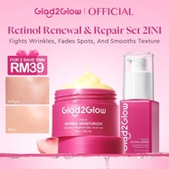 Glad2Glow 2PCS 2IN1 Peach Retinol Set - Serum 17 ml + Moisturizer 30g Rejuvenating Anti Aging Set Pe