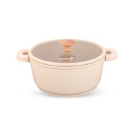 Shogun Ivory Ceragan Ceramic 24 x 11.2cm Non-stick Casserole with Silicone Rim Glass Lid, 4.2L (IH)