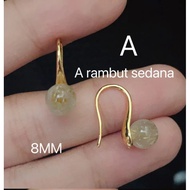 Anting Batu Rambut Sedana Dan Giok Lapis Emas Awet