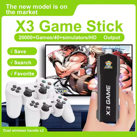 Velec X3 4K Retro Game Console with 20000+ Built-in Games, 64GB Portable TV Game Stick, Wireless Con