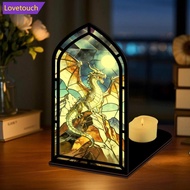 LOVETOUCH Multicolor Acrylic Book Nook Candle Holder Gothic Arch Design Multi Pattern Bookshelf Tabl