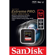 SanDisk Extreme PRO SDXC 64GB UHS-II SDCard Speed 300MB/s (SDSDXDK-064G-GN4IN) เมมโมรี่การ์ด แซนดิส กล้องถ่ายรูป ถ่ายภาพ กล้องคอมแพค กล้องDSLR Camera ประกัน Litetime ปี โดย Synnex