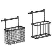 2PCS Cabinet Door Organizer with Towel Bar over the Cabinet Door Storage Black Carbon Steel Sink Dry