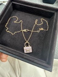 Hermes/愛馬仕constance康康 粉鑽滿鑽項鍊  18k金 23年買