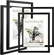 Geetery 4 Pcs 11 x 14 Inch Floating Frame Acrylic Double Panel Floating Picture Frames Wall Mount Wood Clear Acrylic Frame for Photo Diploma Document Certificate Display (Black)