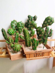 1 pieza/4pcs de cactus tropical de plantas, accesorios de simulación creativos DIY, follaje artificial, cactus de jardín de simulación, adorno decorativo de jardín.