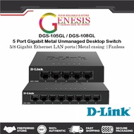 [ 5/8-PORT GIGABIT ] D-LINK DGS-105GL / DGS-108GL 5/8 PORT GIGABIT DESKTOP SWITCH - METAL CASE (10/1