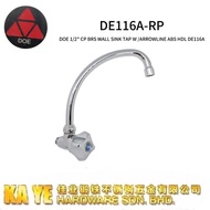 DOE 1/2IN CP BRS WALL SINK TAP W/ARROWLINE ABS HDL DE116A