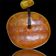 A11 波羅的海老金絞蜜蠟平安扣 金黃底橘紅面 純天然