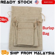 Burlap Hessian Doorgift Drawstring Pouch Bag Vintage Beg Kain Guni