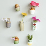MFAVIP Mini Ceramic Vase, Handmade Decorative Vase Fridge Magnets, DIY Craft Small Unique Flower Arr
