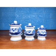 Salt Jar, Rice, Lotus Worship Water, Bat Trang Ceramic Enamel